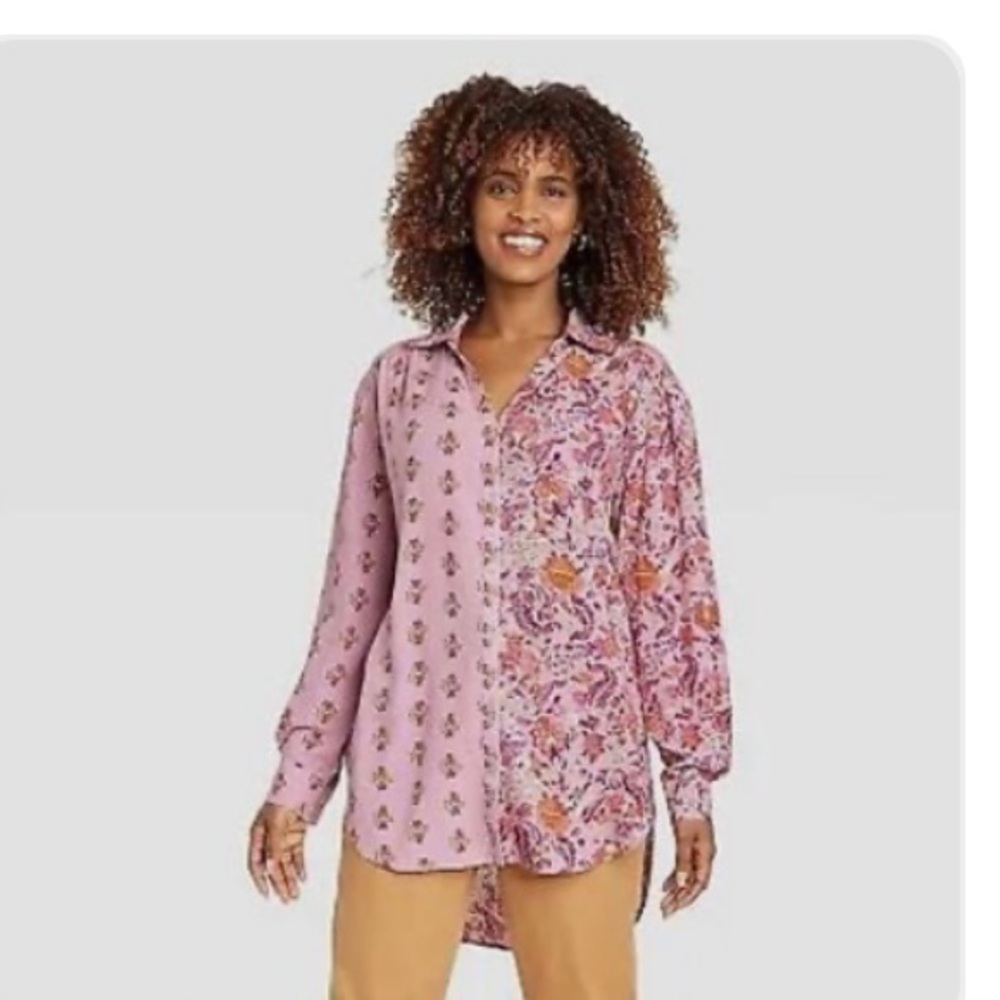 Knox Rose Floral Pink Women's Top Size Large